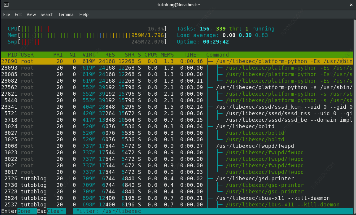 htop 11 f4 How to install and use htop to monitor system processes in CentOS 8