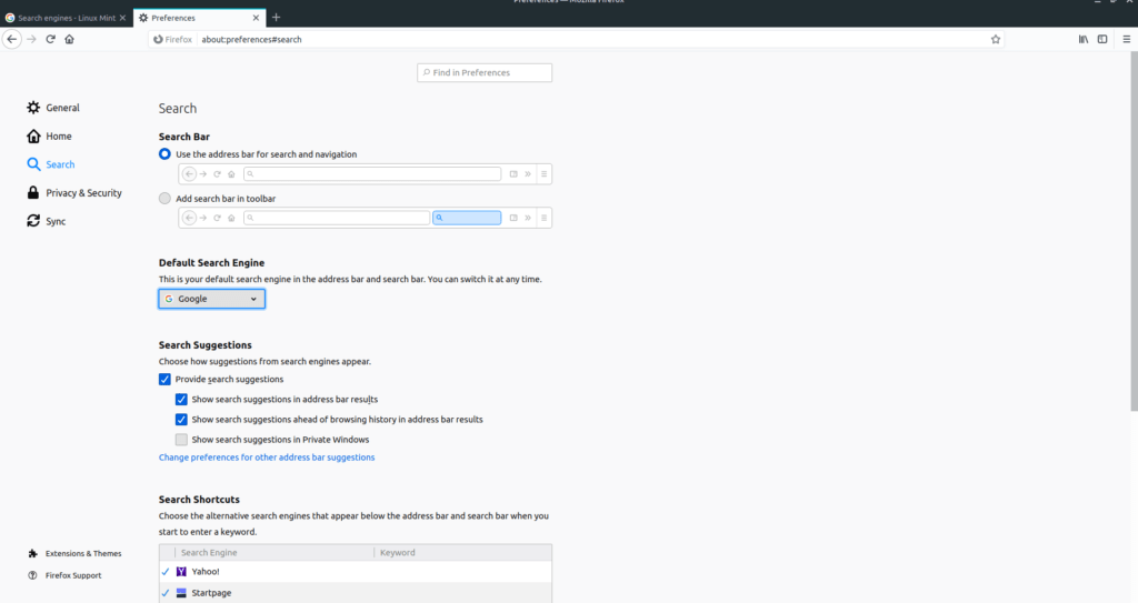 g search7 How to Enable Google Search in Firefox on LinuxMint